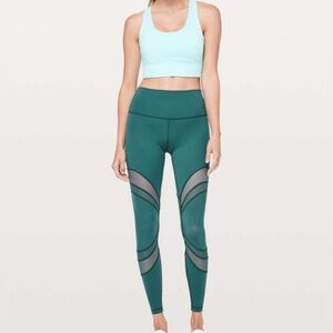 Lululemon Women's Size 6 Seek The Heat Tight Mesh Leggings 28" Green Jasper